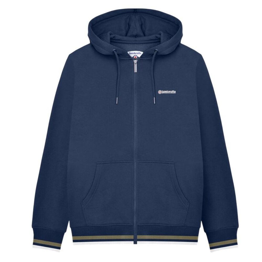 Lambretta Mens SS25 Full Zip Hoodie / Navy/Khaki